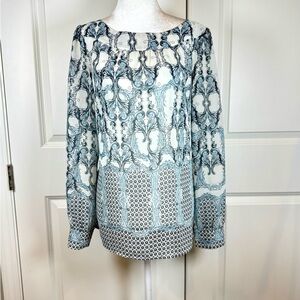 Elegant Blue and White Women's Top